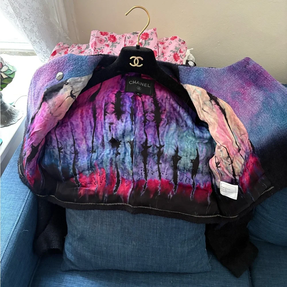 Chanel Metiers d'art 20A cropped purple jacket FR 42
